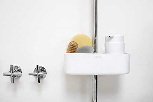 Brabantia Shower Caddy - Corrosion Resistant Plastic Storage | Fits Rods Ø16-Ø28mm | White 13