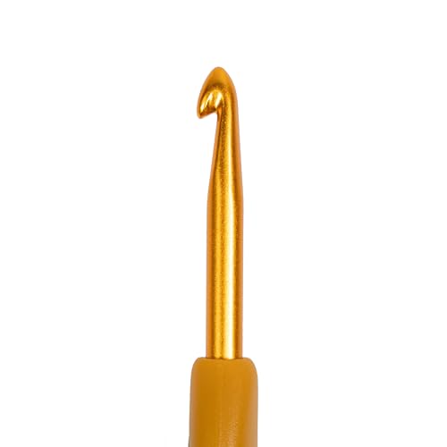 Clover Soft Touch Crochet Hook - Ergonomic Grip | 5.00mm Size | Copper/Brown Color 3