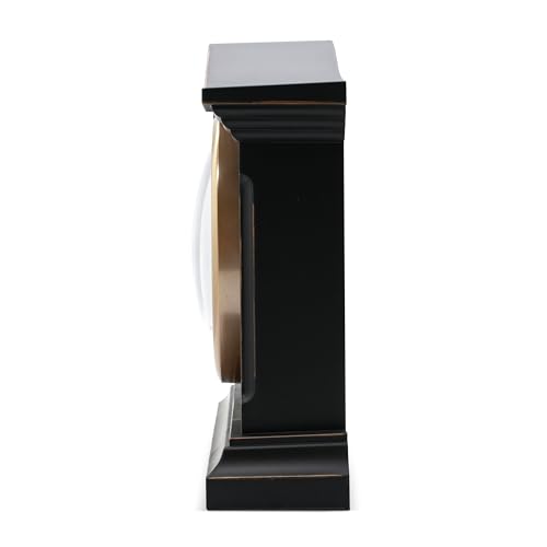 Towcester Clock Works Co. Falkenburg Mantel Clock - Vintage Style | Black Case | Roman Dial | Quartz Movement 2