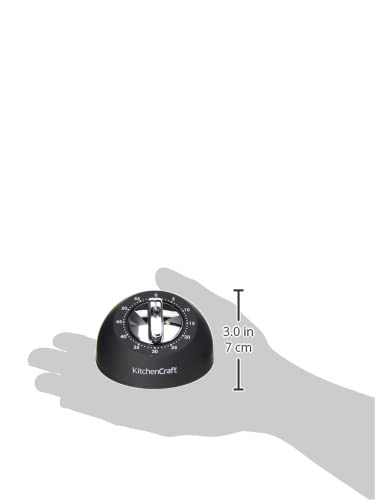 KitchenCraft Mechanical Kitchen Timer - 1 Hour Countdown | Soft Touch Black Finish | Chrome Knob 6