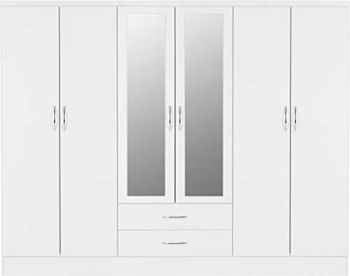 Seconique Nevada 6 Door 2 Drawer Mirrored Wardrobe | White Gloss | W 230cm 4