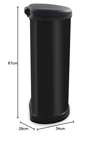 CURVER Metal Effect One Touch Deco Bin - 40 Litre Capacity | Recycled Plastic | Black 8