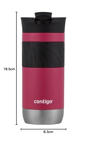 Contigo Byron Snapseal Travel Mug - 470 ml Stainless Steel Thermal Mug | Keeps Hot 7 Hrs, Cold 12 Hrs | Dragon Fruit 9