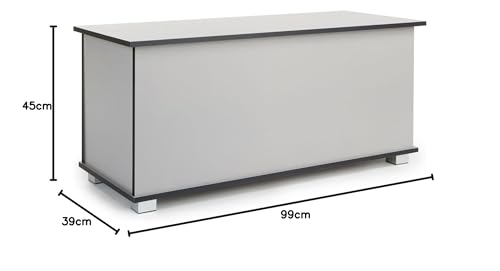 Home Source Large Wooden Storage Chest Ottoman - Grey | 100cm W x 40cm D 7