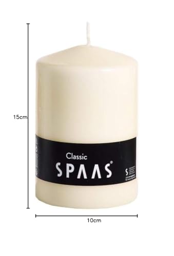 Ivyline Spaas Unscented Pillar Candle - 100mm Diameter x 150mm Height | 90 Hour Burn Time | Ivory 3