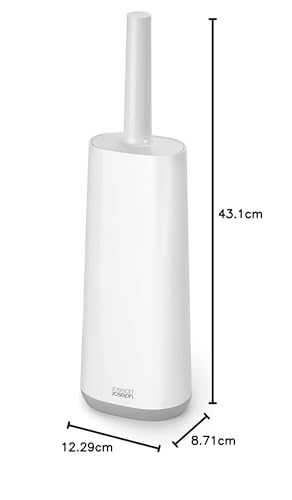 Joseph Joseph Flex Toilet Brush and Holder Set - Flexible D-Shaped Head | Anti-Drip | White/Grey 7