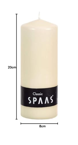 Ivyline Spaas Unscented Pillar Candle | 78mm x 200mm | 90 Hour Burn Time | Ivory 6