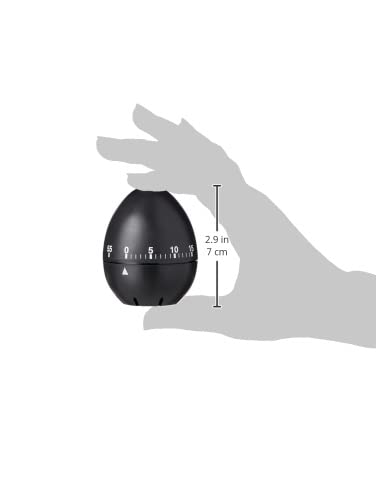 Chef Aid Egg Shape Mechanical Kitchen Timer - 60 Minute Countdown | Battery Free | Black Plastic 3
