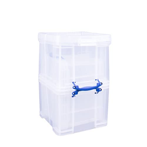 Really Useful Box Plastic Storage Box - 3 x 35 Litre Clear | Stackable | Secure Clip Handles 5