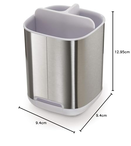 Joseph Joseph Easy-Store Compact Toothbrush Holder Caddy - White/Steel | Ventilated | Non-Slip 8