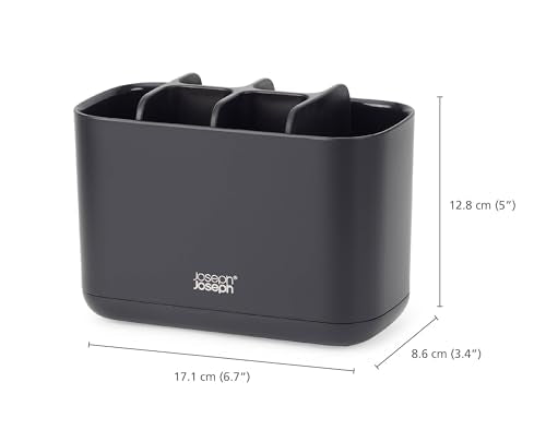 Joseph Joseph Easy-Store Toothbrush Holder Caddy | Ventilated Plastic Storage | Black 4