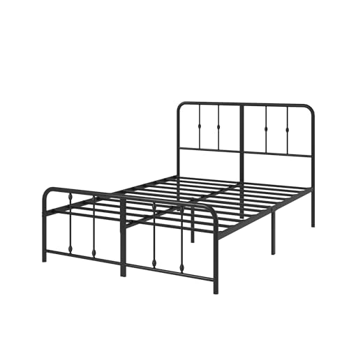 Zinus Florence Double Bed Frame - Vintage Style Metal with Headboard & Footboard | 135 x 190 cm | Black 10