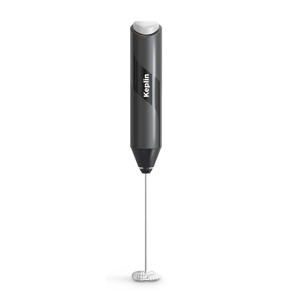 KEPLIN Handheld Milk Frother - Stainless Steel Electric Whisk | Portable | Black