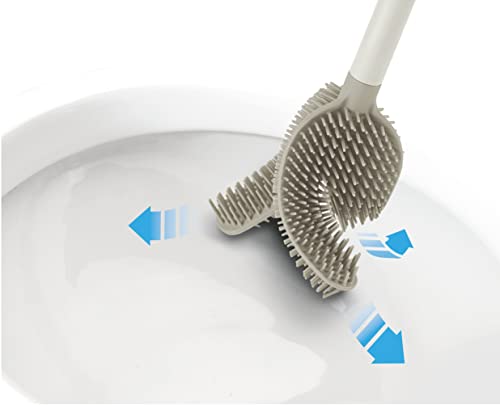 Joseph Joseph Flex 360 Toilet Brush and Holder Set - Anti-Drip, Anti-Clog, Triple-Action Head | Ecru 5
