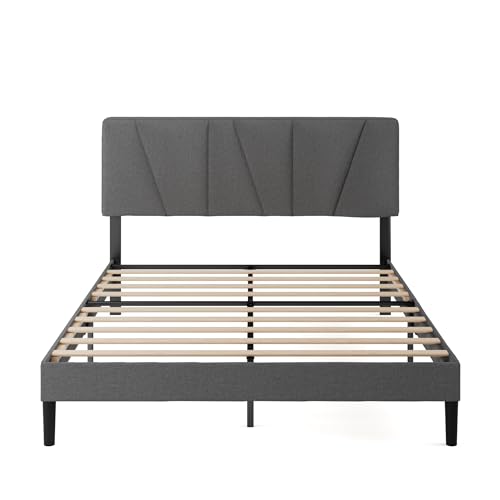Zinus Maya Double Bed Frame with Headboard - 4ft6 (135 x 190 cm) - 11.8'' Height - Dark Grey 9
