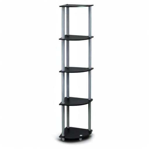 Furinno TURN-N-TUBE 5-Tier Corner Shelf Bookshelf | Black/Grey | Freestanding 9
