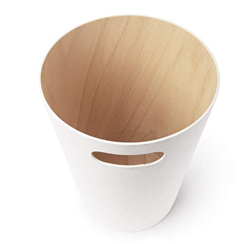 Umbra Woodrow Paper Bin - 2 Gallon (7.5L) Capacity | Wood Material | White/Natural Finish 9