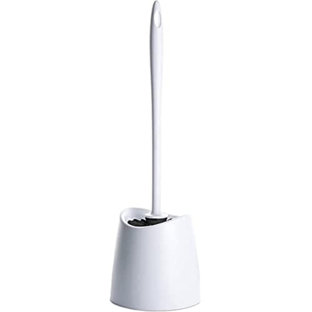 TATAY Plastic Toilet Brush & Holder Set - Durable, Moisture-Resistant, Made in Spain | White 1