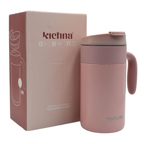 Kichna Voyager 550ML Stainless Steel Vacuum Travel Mug | Keeps Cold 14Hrs/Hot 3Hrs | Pink 4