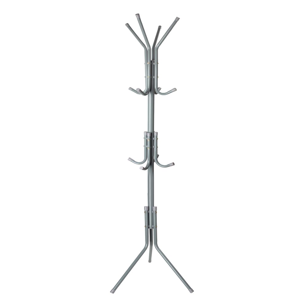 1ABOVE Metal Coat Rack - 12 Hooks Freestanding Clothes Tree | 67 Inches Height | Grey