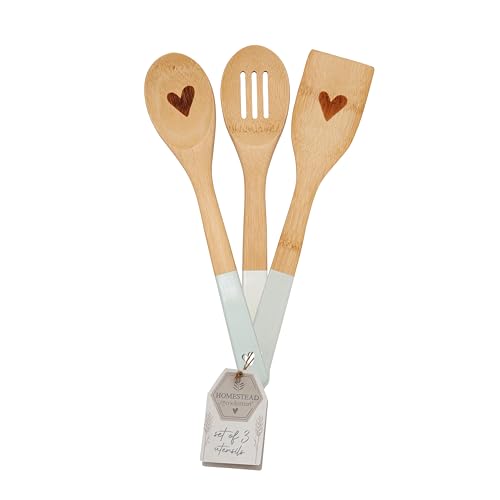 Cooksmart Homestead Bamboo Wooden Spoon Set of 3 | Eco-Friendly & Durable
