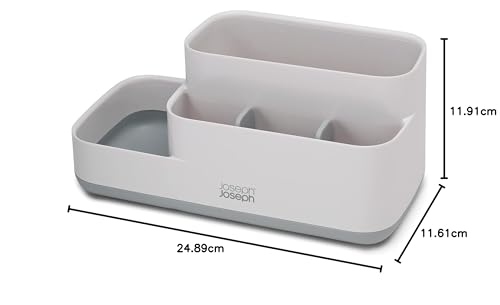 Joseph Joseph EasyStore Bathroom Storage Caddy Organiser - Compact Design | Grey/White | Plastic 5
