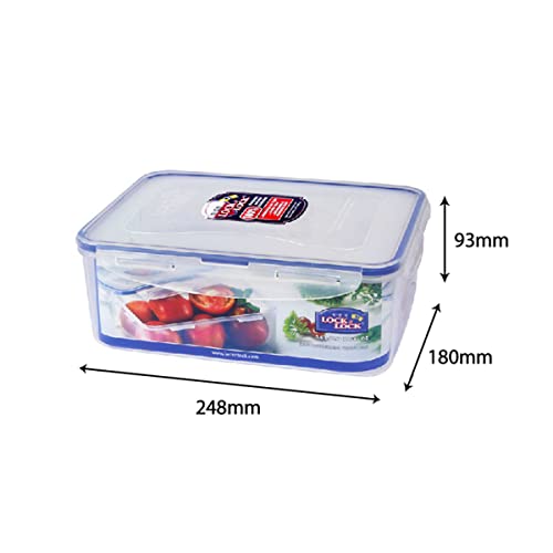 LocknLock HPL826 Rectangular Food Storage Container - 2.6L Capacity | Airtight & Leak Proof | Clear/Blue 4