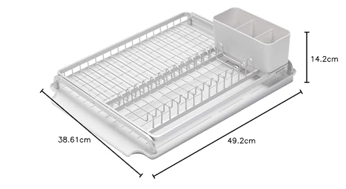 Brabantia Dish Drainer - Large Capacity for 13 Plates | Light Grey Plastic | 49 x 38.5 x 14 cm 7