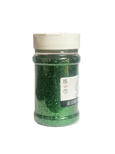 Glitterexpress Chunky Green PVC Glitter - 250g Shaker for Crafts & Walls | 1mm 040hex 3