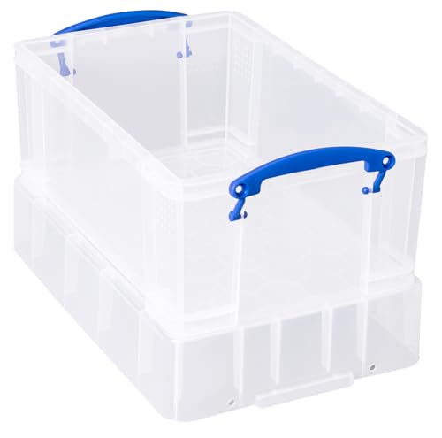 Really Useful Box Plastic Storage Box - 9 Litre Capacity, Clear, XL Lid, Stackable | Pack of 4 3