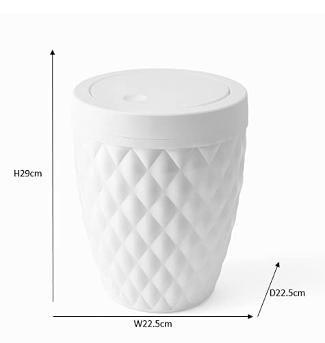 Addis 518030 Diamond Style Round Bathroom Bin | 5L Capacity | White Plastic | Swing Lid 4
