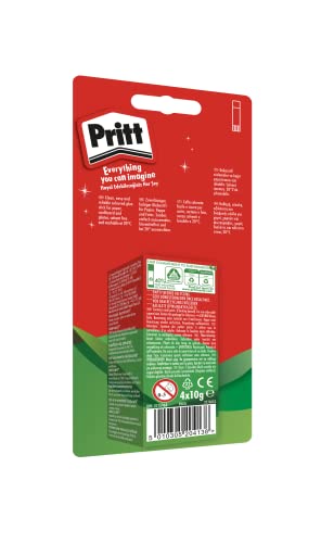 Pritt Coloured Glue Sticks - Pack of 4 (10g Each) | 97% Natural Ingredients | Washable