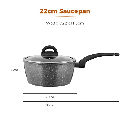 Tower T81219 Cerastone Forged Saucepan - 22cm Diameter | Non-Stick | Graphite 10