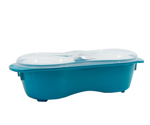Décor Microsafe 3-in-1 Microwave Egg Cooker for Omelettes, Sunny Side Up, Poached Eggs | Teal Plastic