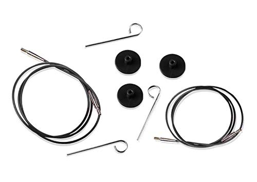 KnitPro Interchangeable Knitting Cable - Black with Silver Connectors | 150cm Length 5