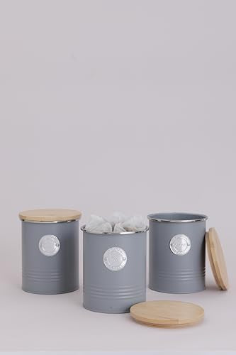 Typhoon Living Tea Storage Canister - 1 Litre Capacity | Carbon Steel & Bamboo Lid 3