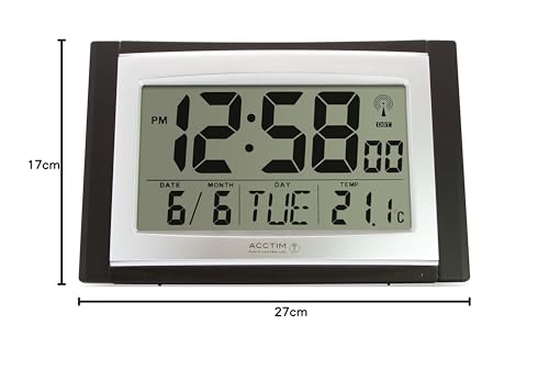 Acctim Stratus 74053 Radio Controlled Wall/Desk Clock | Black | Large LCD Display 9