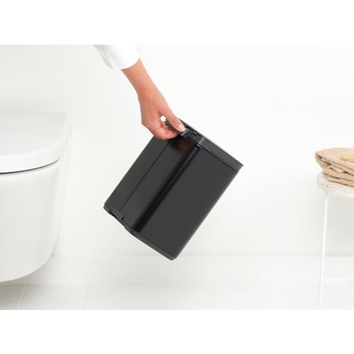 Brabantia Bo Waste Bin - 4L Compact Bathroom Bin | Matt Black | Quiet Close 12