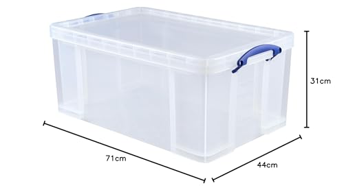 Really Useful Box Plastic Storage Box - 64 Litre Capacity, Clear, Stackable | Pack of 2 7