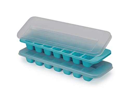 Joseph Joseph Flow Ice Cube Tray with Lid - Easy-Fill, Stackable, Blue | 14 Cubes 2