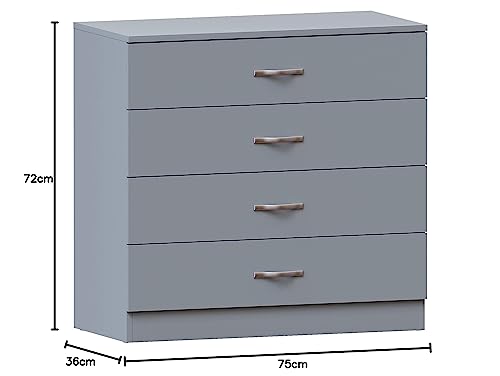 Vida Designs Riano 4 Drawer Chest of Drawers | Grey | Metal Handles & Runners 2