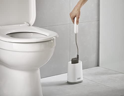 Joseph Joseph Flex Lite Silicone Toilet Brush with Slimline Holder | Anti-Drip | Deep Clean Head | Grey/White 3
