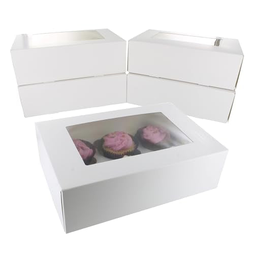 Culpitt 6 Hole Cupcake Boxes - 5 Pack White Carrier for Display & Transport | Sturdy Card 14