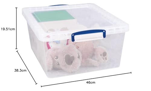 Really Useful Box Nestable Plastic Storage Box - 17.5 Litre, Clear, Pack of 3 | Lockable Lid 8