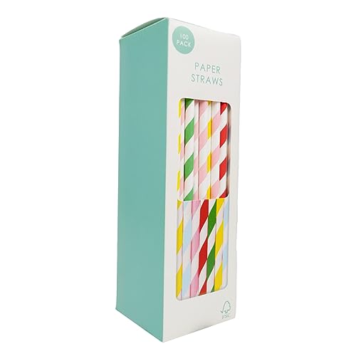 Talking Tables Multi Colour Paper Straws - 100 Pack | Regular Size | Multicoloured 3