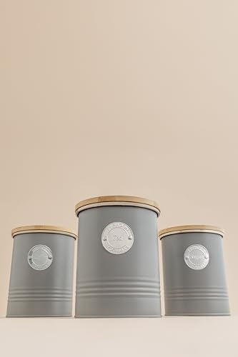 Typhoon Living Tea Storage Canister - 1 Litre Capacity | Carbon Steel & Bamboo Lid 4