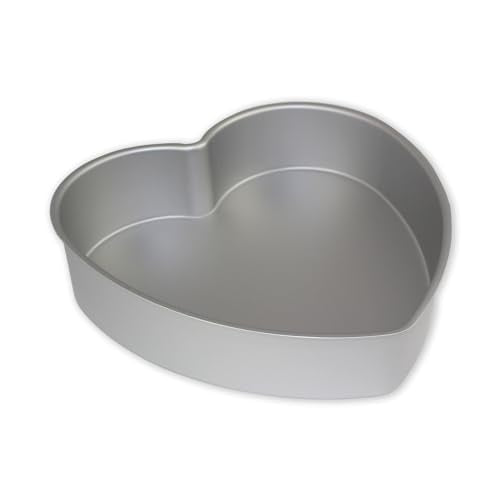 PME HRT082 Anodised Aluminium Heart Cake Pan - 8-inch Diameter, 2-Inch Deep, Silver 3