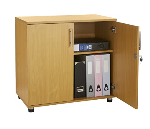 MMT Furniture Designs Ltd Beech Storage Cabinet - 2 Lockable Doors | Adjustable Shelf | 75cm Tall 4