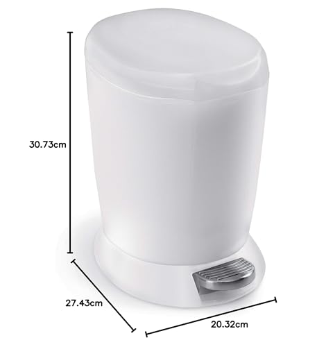 simplehuman CW1318 6L Round Pedal Bin - Strong Steel Pedal | Removable Inner Bucket | White Plastic 3