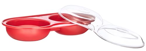 Easycook Microwave Egg Poacher - 2 Cup Capacity | Red Plastic | Dishwasher Safe 2